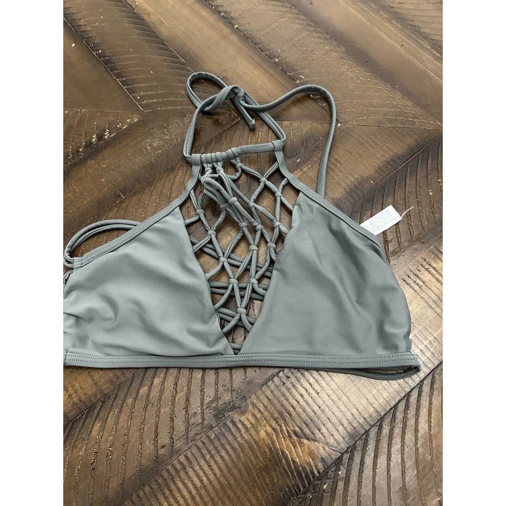 Damsel Green Olive Medium Bikini Top Swim Nylon Spandex Vacation Bikini Trendy